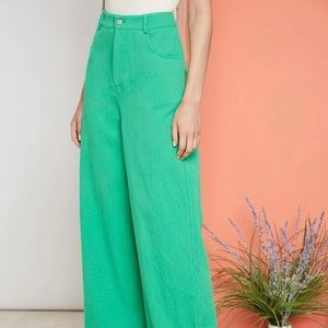 High waisted Kelly Green denim pants